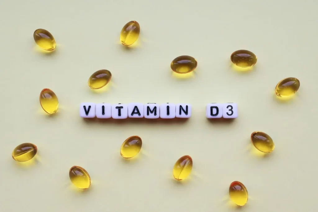 The symbol of Vitamin D3 is shown with some supplements too.