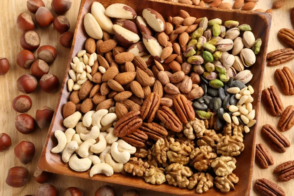 Nuts are high in proteins.