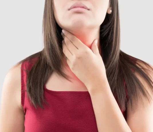 A young girl is suffering from thyroid gland.