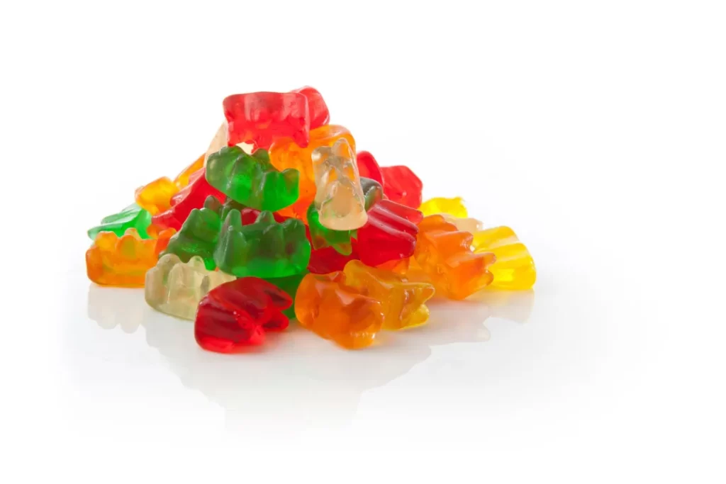 Bear shaped CBD gummies in different colors