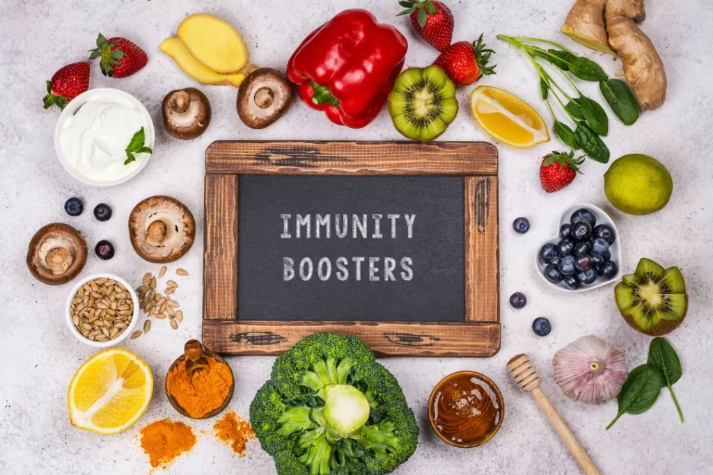 Different food items used to enjoy a healthy immune system. 