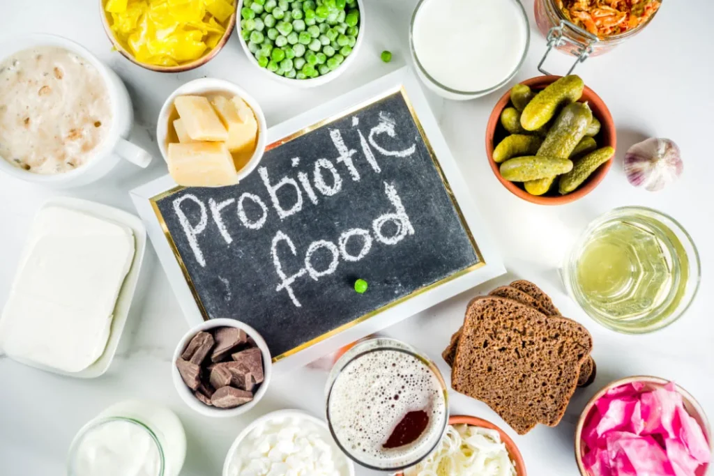 Peas, garlic, brown bread etc are good probiotic sources.