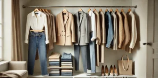 How to Build the Perfect Capsule Wardrobe: A Step-by-Step Guide with a Capsule Wardrobe Generator A minimalist women’s capsule wardrobe featuring neutral-toned blazers, elegant blouses, classic denim, structured coats, and versatile footwear, all neatly arranged in a modern closet with soft lighting.