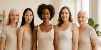 The Essential Female Hygiene Checklist Every Woman Should Follow for Better Intimate Health Diverse group of women of all ages standing confidently in a serene wellness space, symbolizing unity and empowerment for a female hygiene checklist.