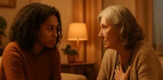 Mastering Verbal Communication Skills for Deeper Intimacy and Emotional Connection Two women demonstrating strong verbal communication skills in a warm, intimate setting, engaged in an empathetic face-to-face conversation.