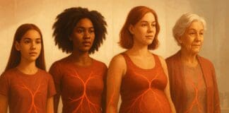 Vital Nutrition Facts Every Woman Must Know About the Normal Range for Iron in Women Diverse women of different life stages linked by glowing red veins, symbolizing healthy blood flow and the normal range for iron in women