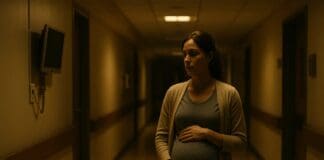 When Your Water Broke but No Contractions Start: Vital Signs You Should Go to the Hospital Pregnant woman in a quiet hospital hallway at night, gently holding her belly, portraying when your water broke but no contractions start