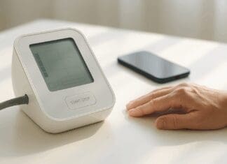 Top Expert Tips for Choosing a Powerful and Digital Blood Pressure Monitor That Truly Works Modern and digital blood pressure monitor on white table beside resting hand and smartphone in natural daylight