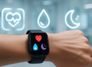 The Ultimate Guide to the 3 Plus Smart Watch: A Powerful Blend of Health Tracking and Wearable Tech Futuristic 3 plus smart watch on wrist displaying glowing icons for heart rate, oxygen level, and sleep data in a high-tech setting